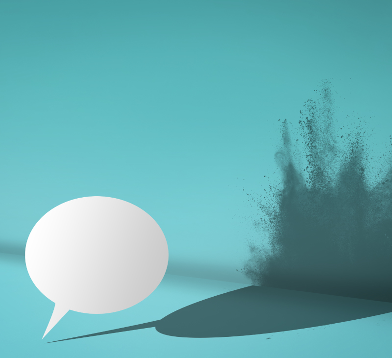 word bubble with shadow exploding